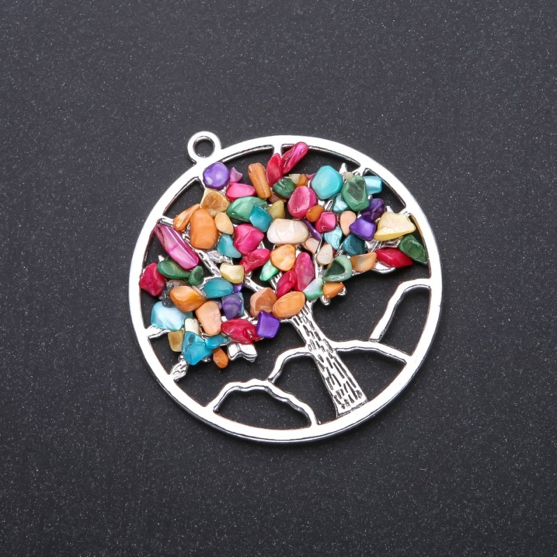 Pendant 'Tree of Happiness' Multicolored Mother-of-Pearl, diameter 57mm