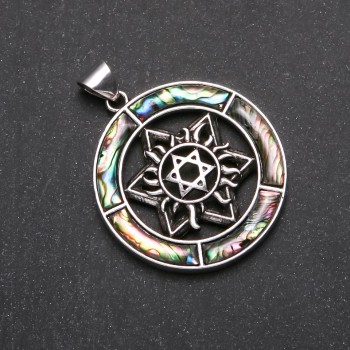 Pendant 'Star of David' with abalone shell in a 42mm setting