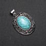 Pendant with natural turquoise stone in antique-style setting 33×40×52 mm