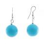 Drop Earrings with Smooth Turquoise Beads, 40x17 mm