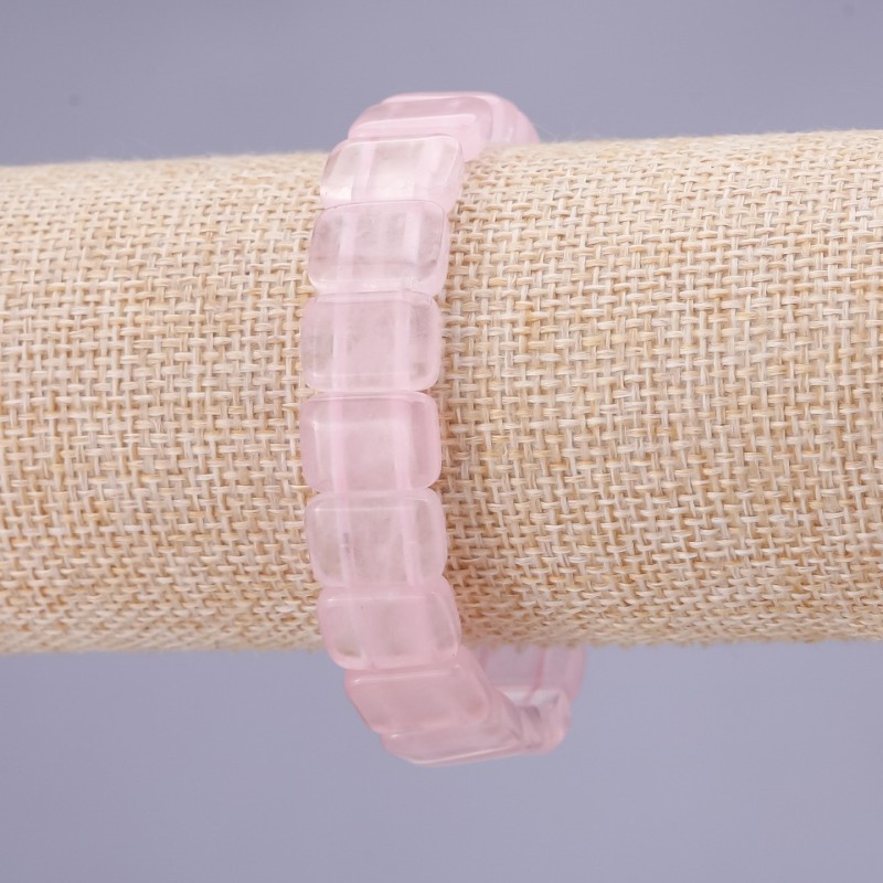 Rose Quartz Bracelet with 10x14 mm Links on Elastic