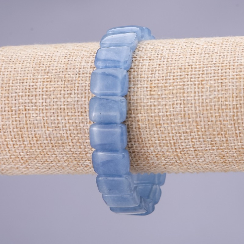 Aquamarine Bracelet, Link 10×14 mm (±) on Elastic