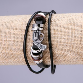 Revolver Bracelet, length 21 cm, thickness 15 mm, black eco-leather