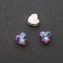 Price per pack / 10 pcs. Sewn-in crystal on pin Heart 12mm Green-Raspberry