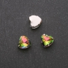 Sew-on Heart Crystal in Cap, 12mm Pink-Green