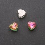 Price per pack / 10 pcs. Sew-on Heart Crystal on Pin 12mm Pink-Green