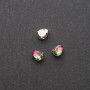 Price per unit / 10 pcs. Sew-on crystal in drop-shaped cap, 6x8mm, green-pink