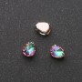 Price per pack / 10 pcs. Sew-on crystal in teardrop shape on a pin, 6x8 mm, green-raspberry