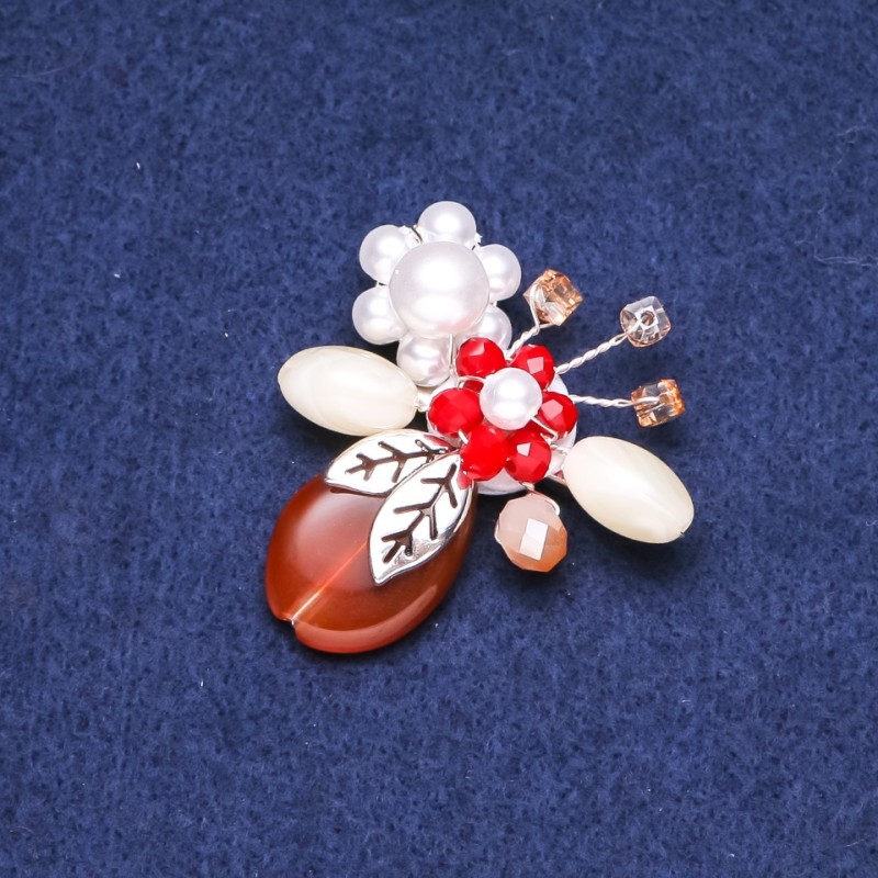 Sale! Carnelian Flower Brooch 43x52mm