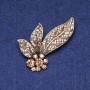 Discount! Leaves Brooch with Crystals in Gold-Tone Metal 60 mm