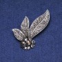 Sale! Leafy Brooch with Crystals, Gray Metal, 60mm