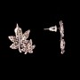 Stud Earrings Maple Leaf, dark crystals, silver-tone metal, 20mm