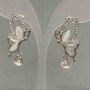 Stud Earrings \"Butterfly Wing\" with Crystals / Inlay \"Cat's Eye\" Crystal / Silver-Toned Metal / 30×20 mm