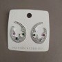 Xuping stud earrings with multicolored rhinestones 25x35mm Rhodium-plated