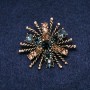 Brooch 'Order of Beauty' 45×40 mm crystals, yellow and blue, gold-tone metal