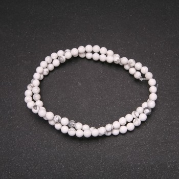 Kaolin Beads on Fishing Line, Smooth Round Bead, 5 mm Diameter, 38 cm Length