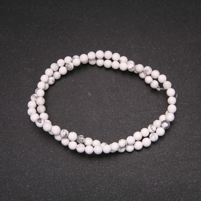 Kaolin Beads on Fishing Line, Smooth Round Bead, 5 mm Diameter, 38 cm Length