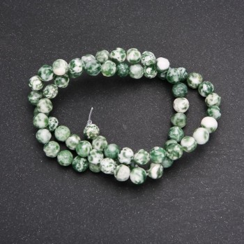 Moss Agate Beads on Beading Wire - Smooth Round Beads, 6 mm Diameter, 38 cm Length