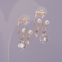 Stud earrings 'Clasp' with white crystals and a pearl, gold-toned metal 22×31 mm