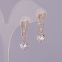 Stud Earrings 'Pin' with White Crystals on Gold-Tone Metal 9x30 mm