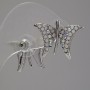 Butterflies Stud Earrings, chameleon crystals, silver-toned metal, 2.2 cm