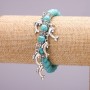 Turquoise Bracelet with Dolphin Pendants, 8 mm Diameter, 18 cm Length