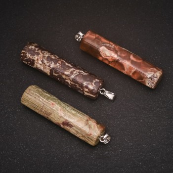 Pendant natural stone Picasso Jasper 11×54(±)mm