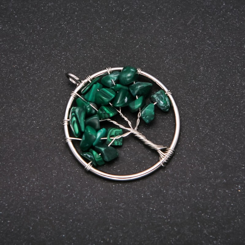 Pendant "Tree of Happiness" Malachite, 30 mm diameter
