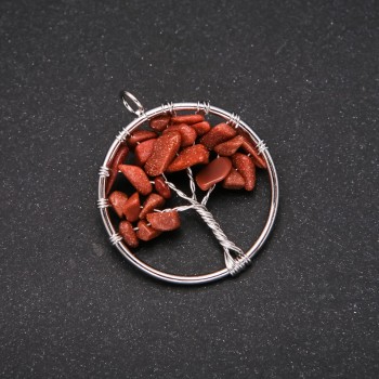 Pendant 'Tree of Happiness' with Aventurine Golden Sand, 30mm diameter