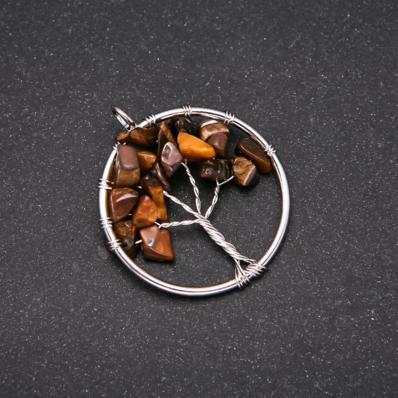 Pendant "Tree of Happiness" Tiger's Eye, 30 mm diameter
