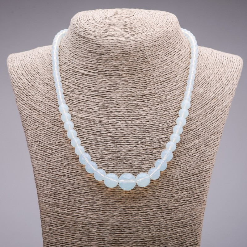 Moonstone Necklace (named after) Faceted Bead for Enlargement, 6–13 mm diameter, 45 cm length