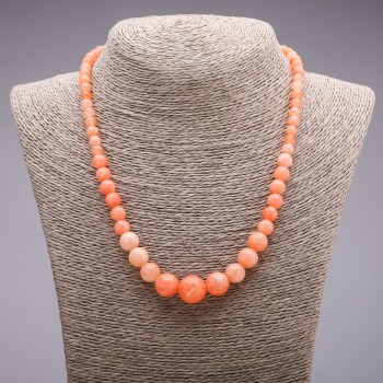 Heliolite Necklace - Graduated beads, 6–14 mm diameter, length 45 cm