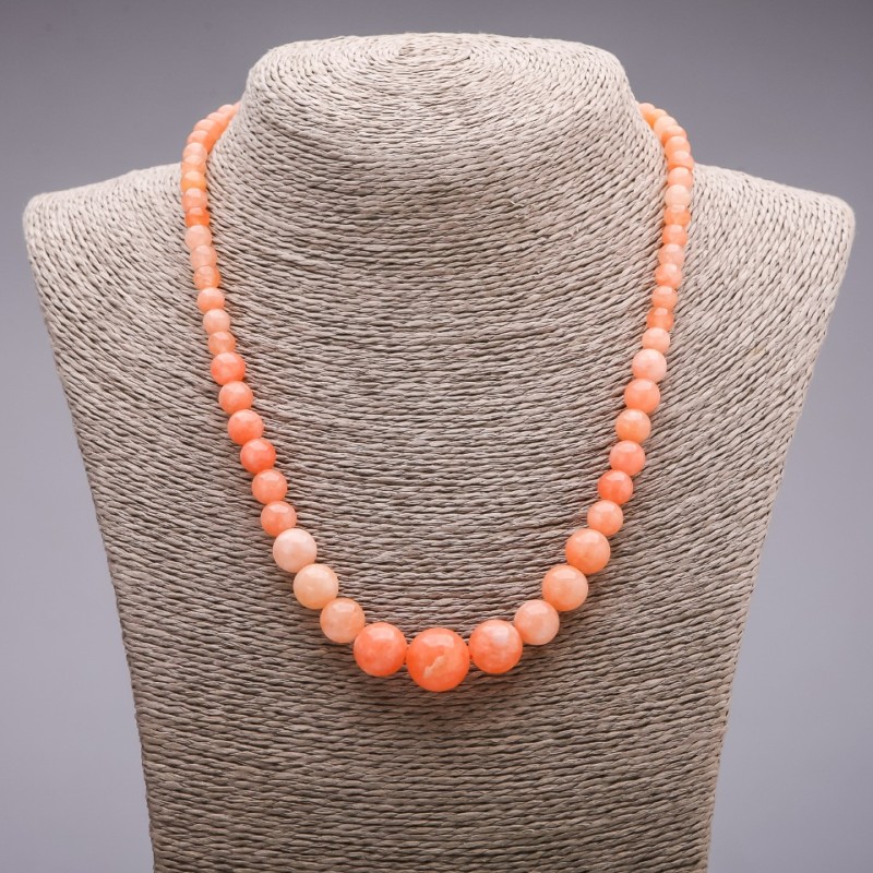 Heliolite Necklace - Graduated beads, 6–14 mm diameter, length 45 cm