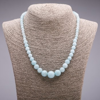 Aquamarine Necklace - Graduated Beads, 6–14 mm diameter, 45 cm length