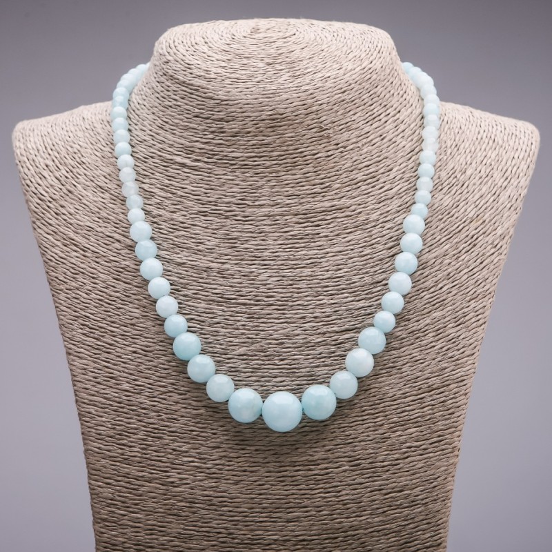 Aquamarine Necklace - Graduated Beads, 6–14 mm diameter, 45 cm length