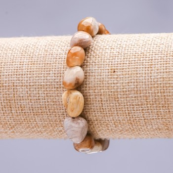 Fossilized Coral Bracelet, Rough-Cut 10x13mm, 18 cm Stretch