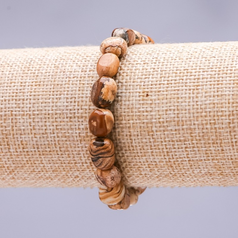 Elastic bracelet with Landscape Jasper, tumbled 8x10 mm