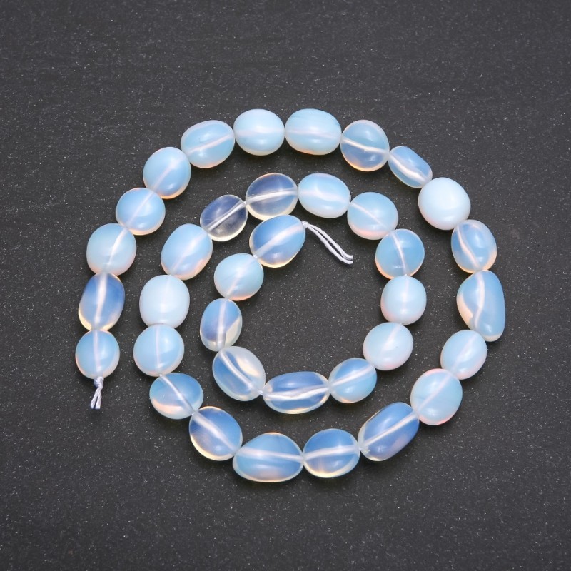 Moonstone beads on a thread, faceted, 10x12 mm diameter, 38 cm length