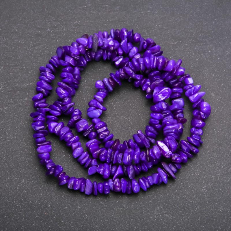 Beads on fishing line, tinted mother-of-pearl chip, diameter 7 mm (±), length 80 cm