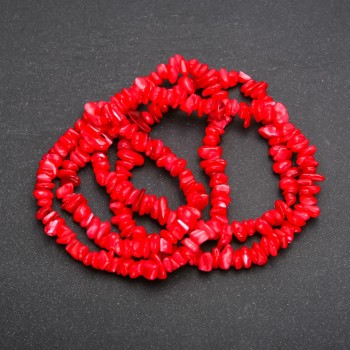 Beads on beading thread, tinted mother-of-pearl chips, diameter 5-10×2-4 mm, length 80 cm