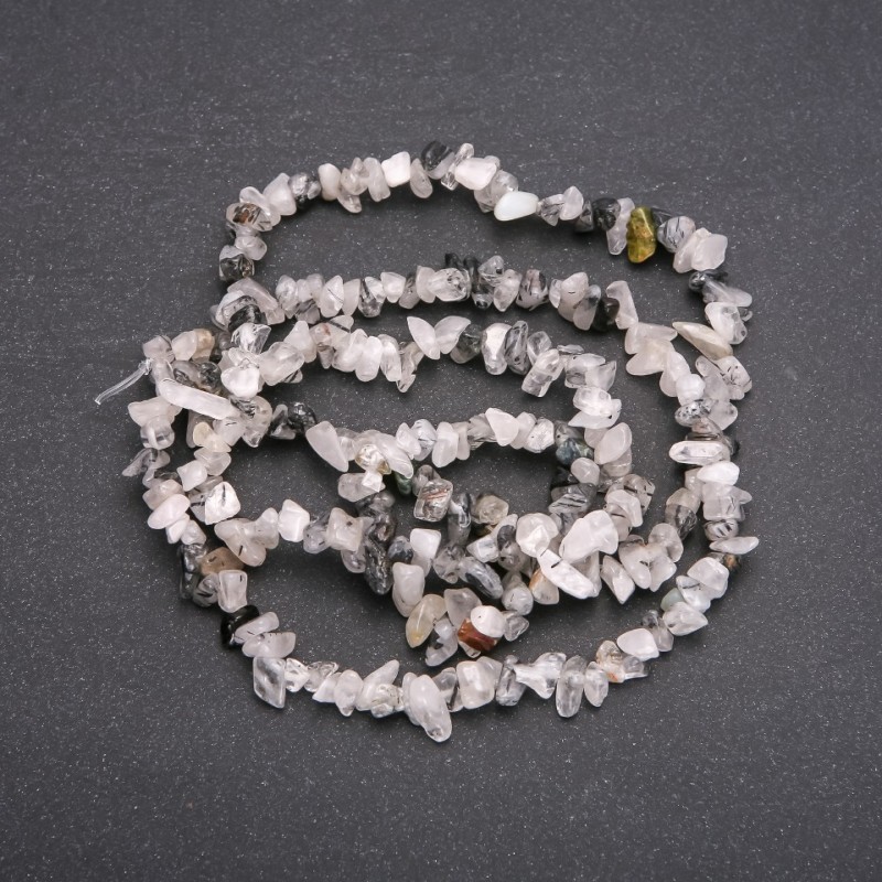 Hair Quartz Beads on Fishing Line - Chip, 7 mm diameter, 80 cm length