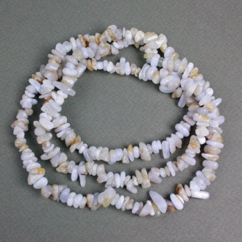 Blue Agate Beads (Blue Chalcedony, Sapphirine) natural stone chips, diameter 10x6-7x3 mm, ± length 80 cm on a thread