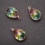 Discount! Drop Pendant 'Drop' Rainbow Color, Gold-Tone Setting 13x21mm