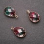 Discount! Drop Pendant Raspberry-Green color, gold-tone setting 13×21mm