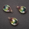Sale! Pendant 'Raindrop' Rainbow color, gold-tone setting 13x21mm