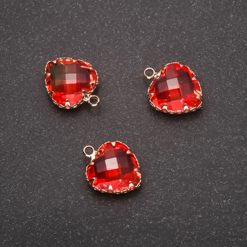 Discount! Pendant "Heart" Orange-Yellow color, golden bezel 12x15mm