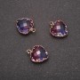 Discount! Pendant "Heart" Raspberry-Blue color, gold-tone bezel 12x15mm