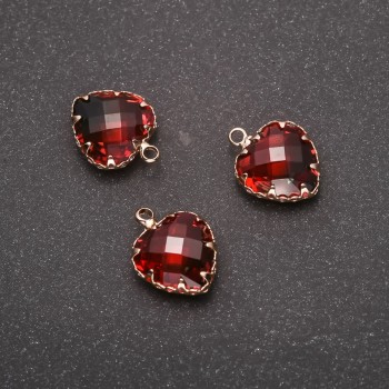 Discount! Pendant "Heart" Red-green color, gold-plated frame 12x15mm