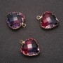 Pendant 'Heart' Raspberry-Blue Color, Gold-Tone Setting 16x20mm
