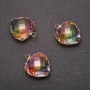 Discount! Pendant 'Heart' Rainbow color, Gold-tone Frame 16x20mm